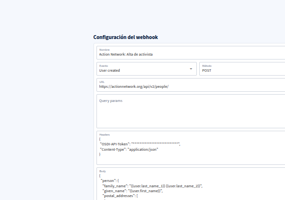 Conexión mediante API y Webhooks